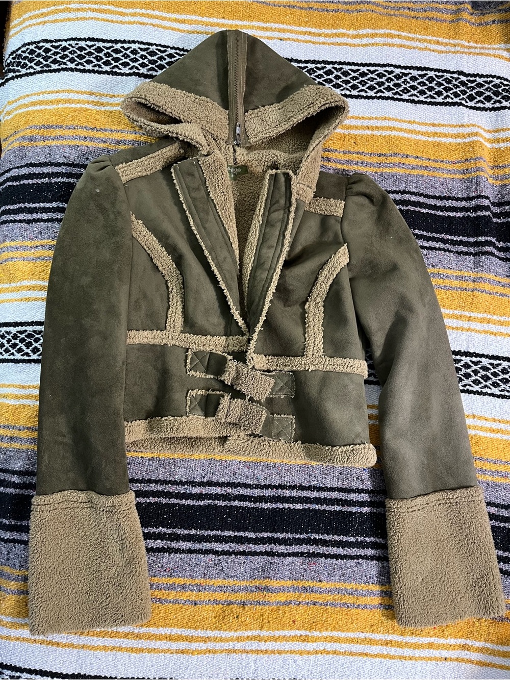 Women's Hooded Teddy-Trim unique Cropped Jacket